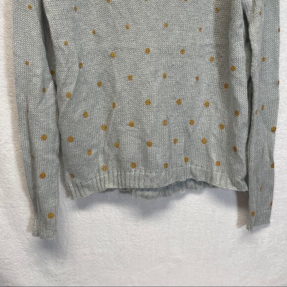 Wooden Ships Slate Gray & Gold Polka Dot Mohair Wool Blend Long Sleeve Sweater - Picture 3 of 9